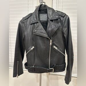 ALLSAINTS Black Leather Biker Jacket – Size US 2 / Small